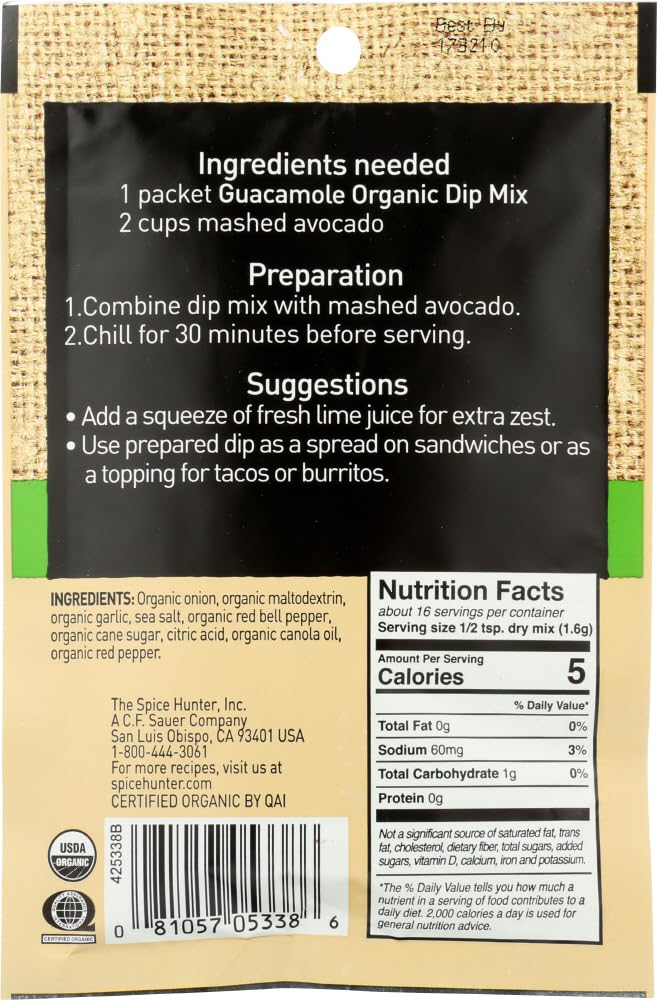 Organic Dip Mix; Guacamole