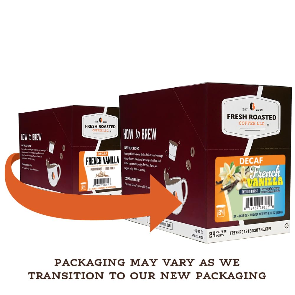 Fresh Roasted Coffee, Decaf French Vanilla, Flavored Coffee Pods, K-Cup Compatible, 24 Count