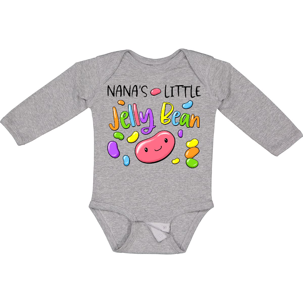inktastic Nana's Little Jellybean Cute Easter Candy Long Sleeve Creeper 6 Months 0060 Heather Grey 3a4f3