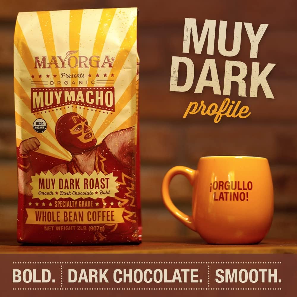Mayorga Dark Roast Coffee Gift Pack of 3, 12 oz bags- Mayan Blend, Cubano Roast and Muy Macho - 100% Arabica Café Whole Coffee Beans - Smoothest