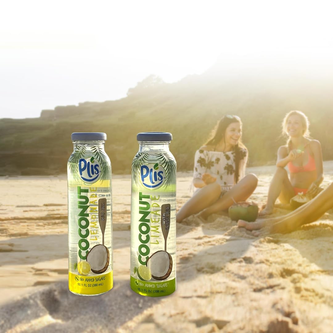 Plis® Coconut Water Lemonade w/Natural Juice and Coconut, 10.1 FL oz (Coconut Lemonade Pulp Free) (Pack of 6)