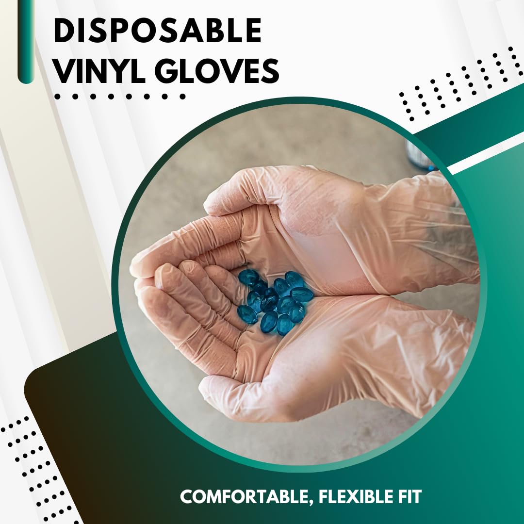 Green Direct Vinyl Gloves, Disposable, Powder-Free, Latex-Free, Clear, Box of 100 - Durable, Multipurpose Gloves for Everyday Use, Medium
