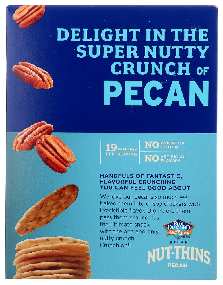 Blue Diamond Nut-Thins Pecan Nut & Rice Cracker Snacks 4.25 oz (Pack of 6)
