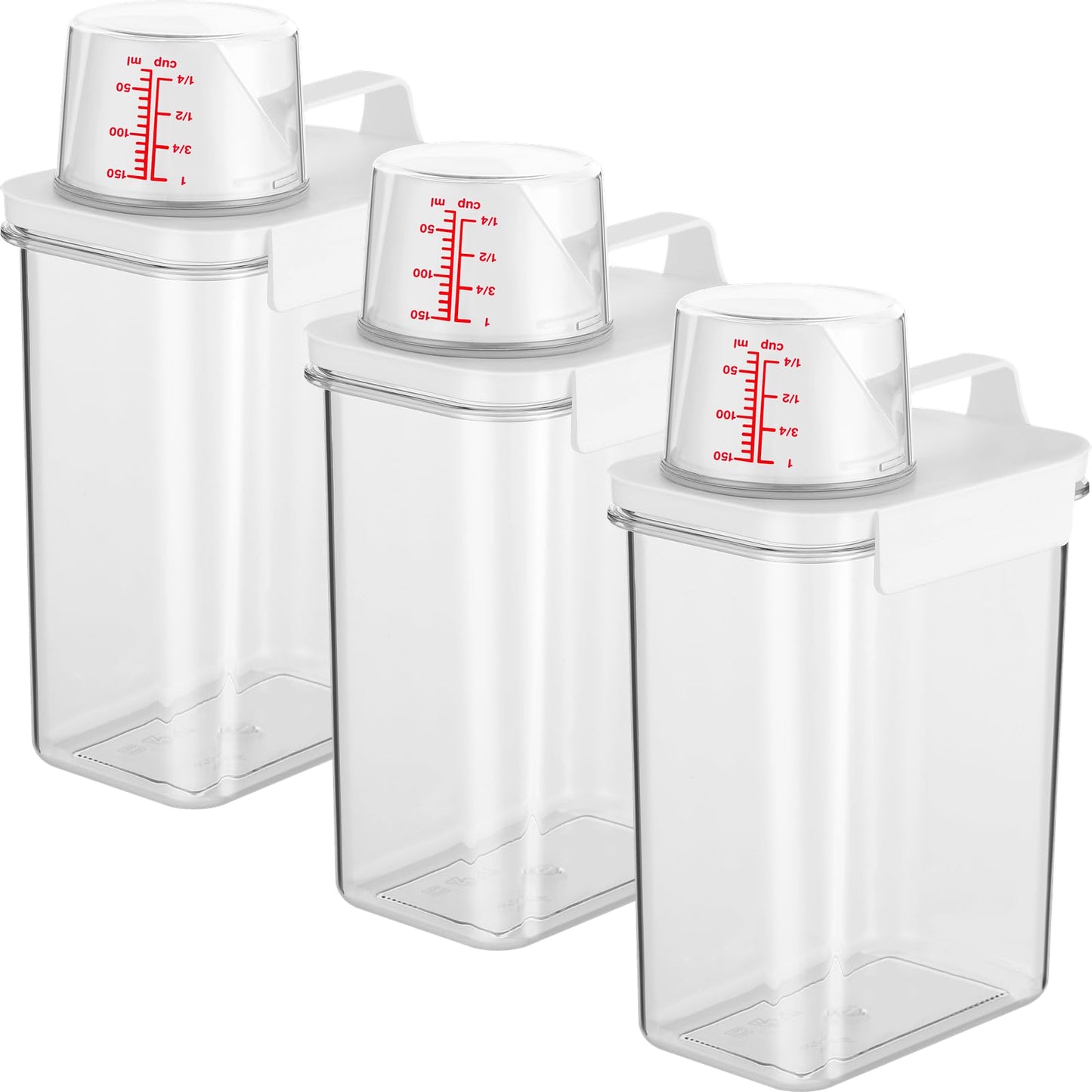 3 PCS Liquid Laundry Detergent Dispensers, 61oz Laundry Bead Dispenser, Clear Airtight Fabric Softener Container, Liquid Detergent Box for Laundry