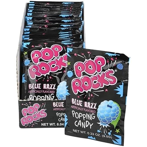 Pop Rocks Blue Razzberries (Pack of 24) - Tangy Popping Candy with Fruity Flavor - Perfect for Parties, Candy Bowls, Gifts, and Fun Snacking