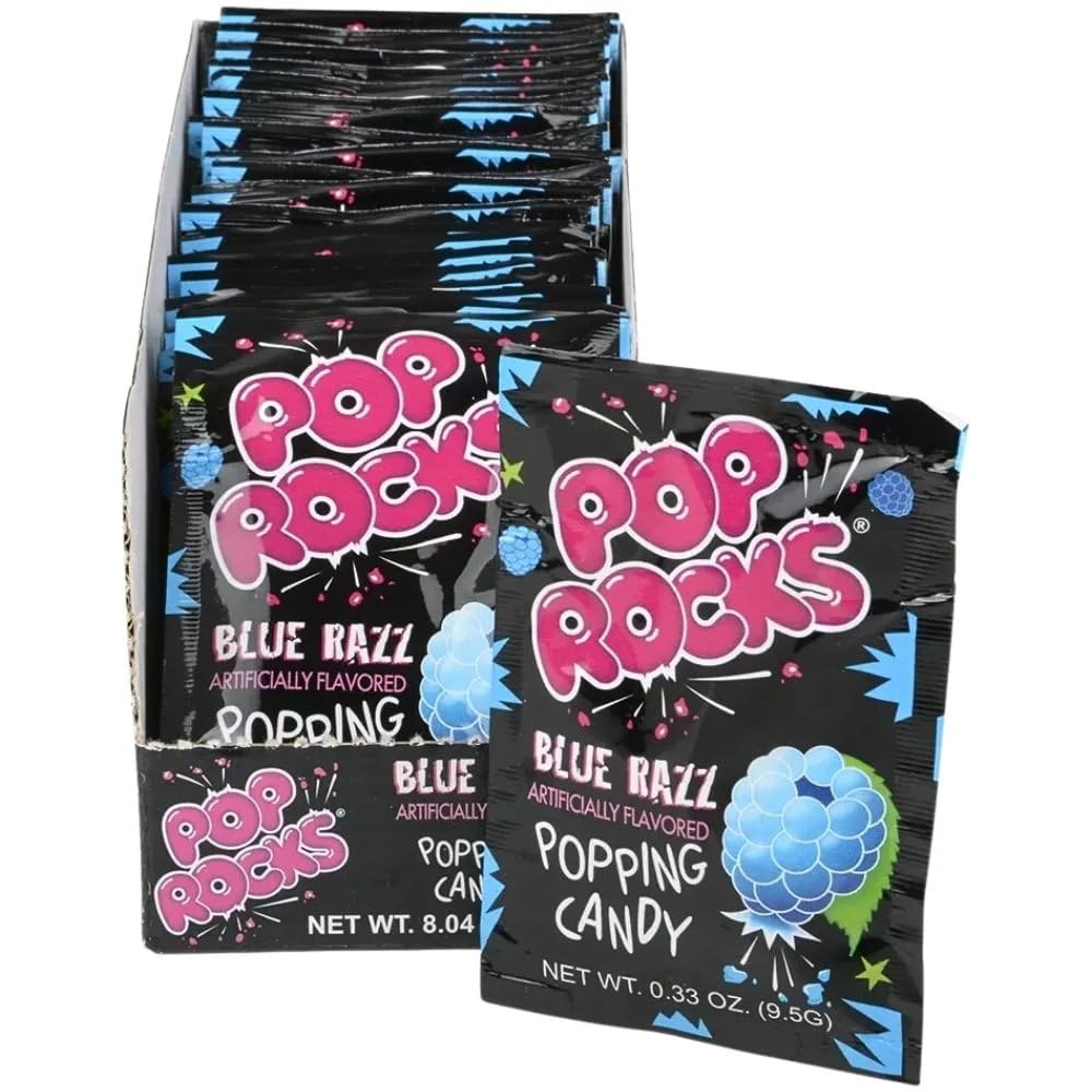 Pop Rocks Blue Razzberries (Pack of 24) - Tangy Popping Candy with Fruity Flavor - Perfect for Parties, Candy Bowls, Gifts, and Fun Snacking