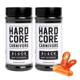 Hardcore Carnivore Black Bar-B-Q Rub Seasoning - 13 oz Bottles (Pack of 2) - For Burger and Steak - Bbq Rub Seasoning with Bag Clip