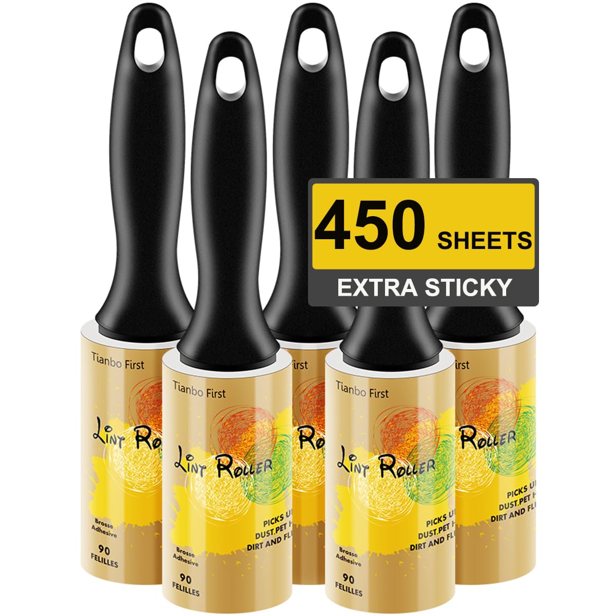 TIANBO FIRST Extra Sticky Lint Rollers for Pet Hair Small Pet Hair Rollers Dog Cat Fuzz Clean Removal Rolls Easy Tear Sticky Lint Roller Removers