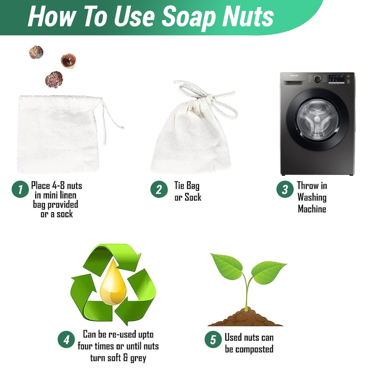 Cure With Pure Organic Soap Nuts Deseeded 1lb/450g With 1 Wash Bag Approx 180 Loads,Eco-friendly Soap Nuts Laundry Detergent,Chemical & Fragrance-free