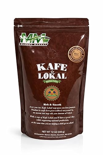 Kafe Lokal Haitian Ground Coffee 9oz - Premium 100% Arabica Dark Roast Coffee, Caribbean Mountain Coffee, Rich Aroma & Smooth Flavor