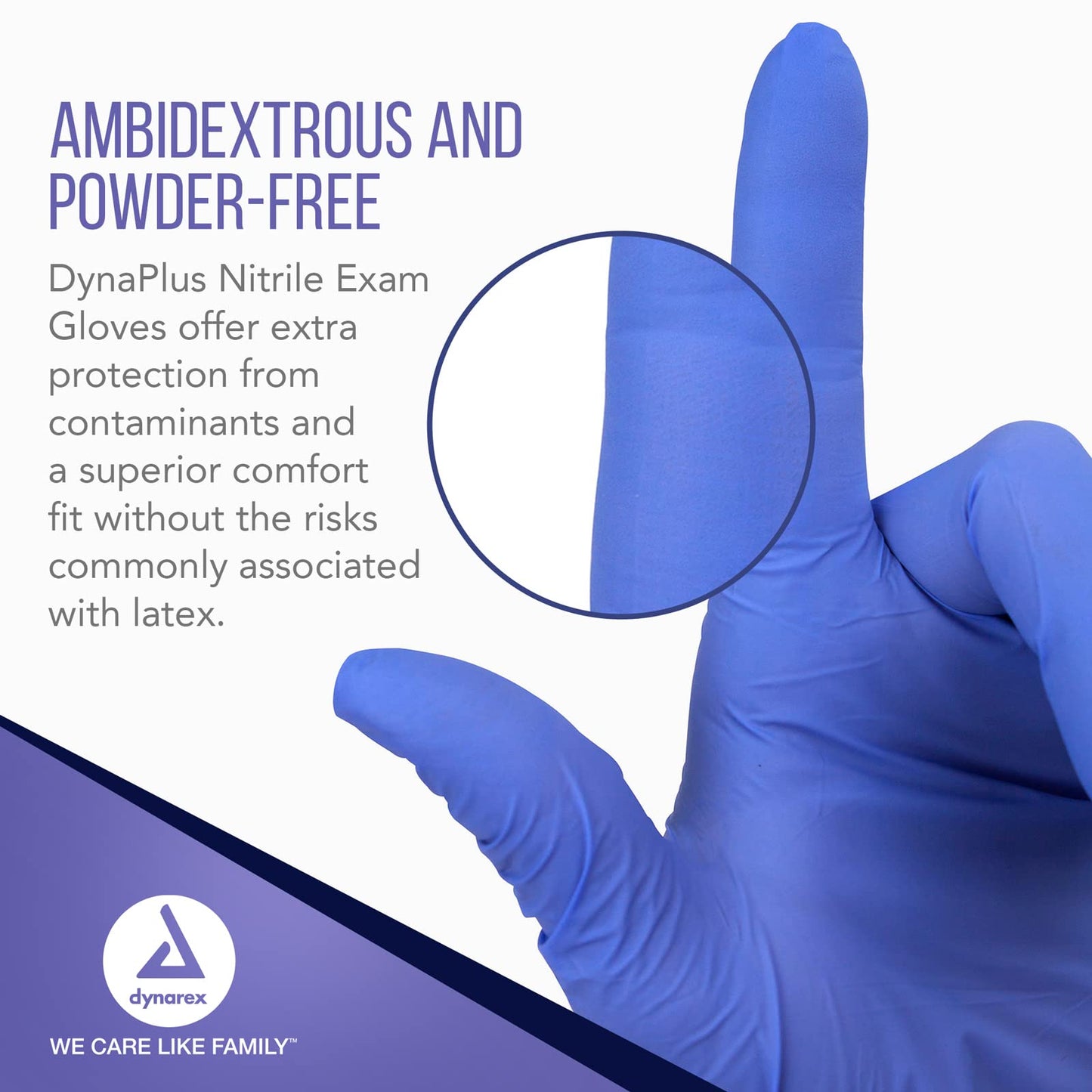 Dynarex DynaPlus Nitrile Exam Gloves, Powder Free, XLarge, 1 Box of 180 Gloves