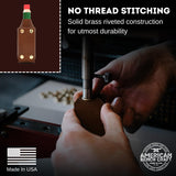 Hot Sauce Holster - Full Grain Leather Belt Holder - Solid Brass Snap - Convenient Slip-On Hot Sauce Bottle Holster - Fits 2 oz. Tabasco & Cholula