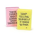 Genuine Fred Clean Conscience Kitchen Sponges - Set of 2 Passive-Aggressive Dish Sponges with Funny Notes - Multi-Layer Scrubbers for Dishes and Mess