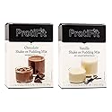 PROTIFIT - High Protein Chocolate & Vanilla Pudding & Shake Mix 2 Pack, 15g Protein, Low Calorie, Low Fat, Low Carb, Aspartame Free, Idea Protein
