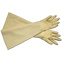 Ace Crew Heavy Duty Industrial Shoulder Length Latex Rubber Gloves 24" - 2 Pairs | Waterproof Cleaning & Chemical Resistant Long Gloves