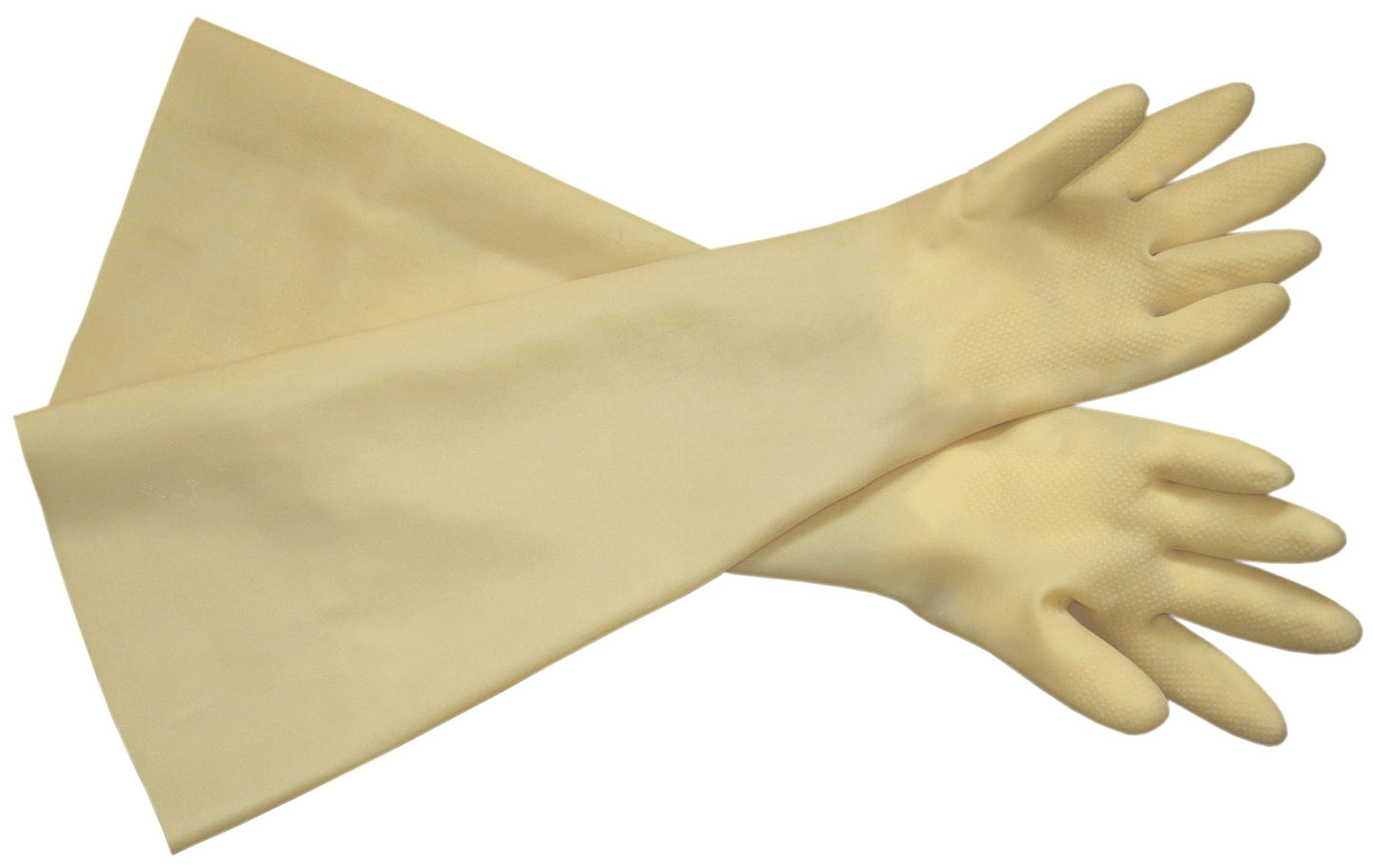 Ace Crew Heavy Duty Industrial Shoulder Length Latex Rubber Gloves 24" - 2 Pairs | Waterproof Cleaning & Chemical Resistant Long Gloves