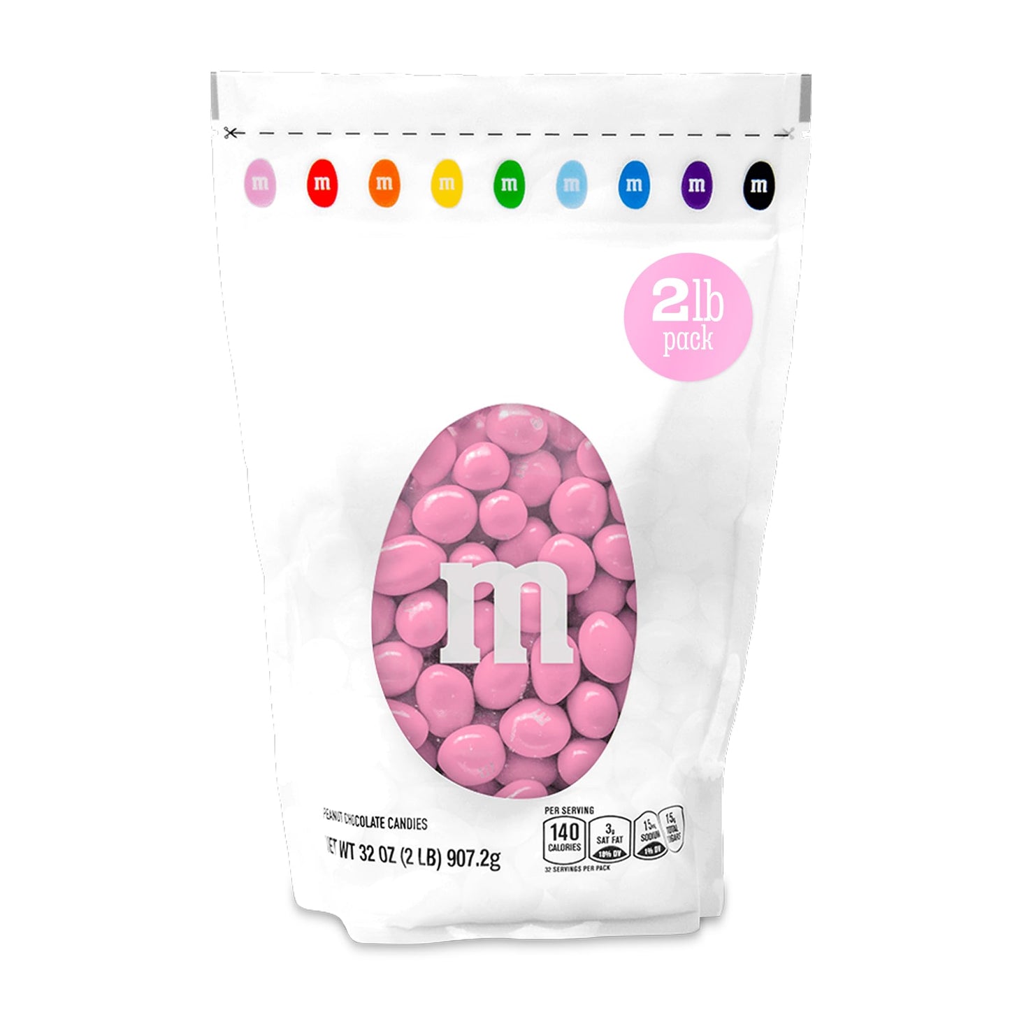 M&M’S WORLD Peanut Pink Chocolate Candy - 2lbs of Bulk Candy in Resealable Pack for Candy Buffet,Birthday Parties,Theme Meetings,Candy Bar,Sweet Stuff