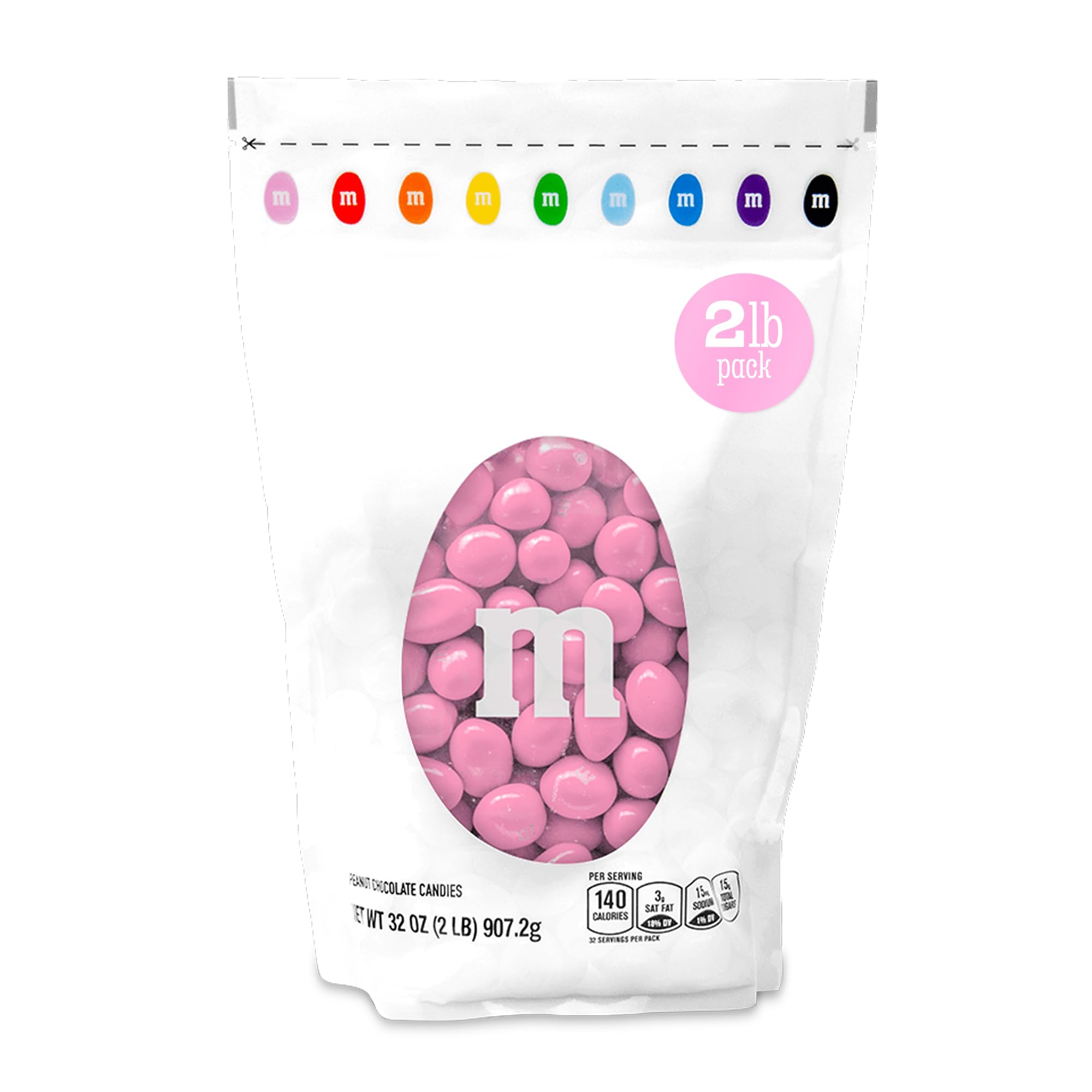 M&M’S WORLD Peanut Pink Chocolate Candy - 2lbs of Bulk Candy in Resealable Pack for Candy Buffet,Birthday Parties,Theme Meetings,Candy Bar,Sweet Stuff