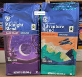Barissimo Midnight Blend Dark Roast & Adventure Blend Medium Roast Ground Coffee 12oz 340g (Two Bags)