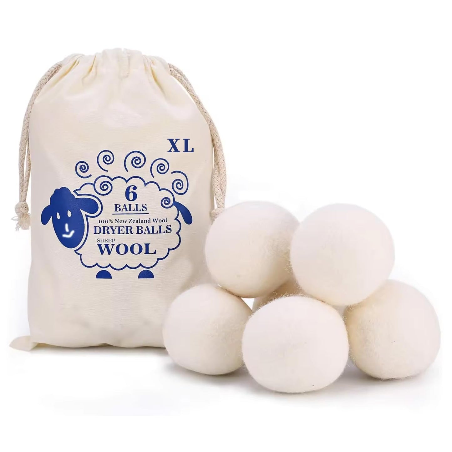 Shuielai 6pc Wool Dryer Balls, Dryer Balls for Laundry, Reusable Wool Dryer Balls