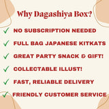 DagashiyaBox Japanese Treats Snacks Assortment Box with 50~60 Bars pcs of Seasonal KitKat with Random 6 bags with no duplicate Sweet Dagashi Box