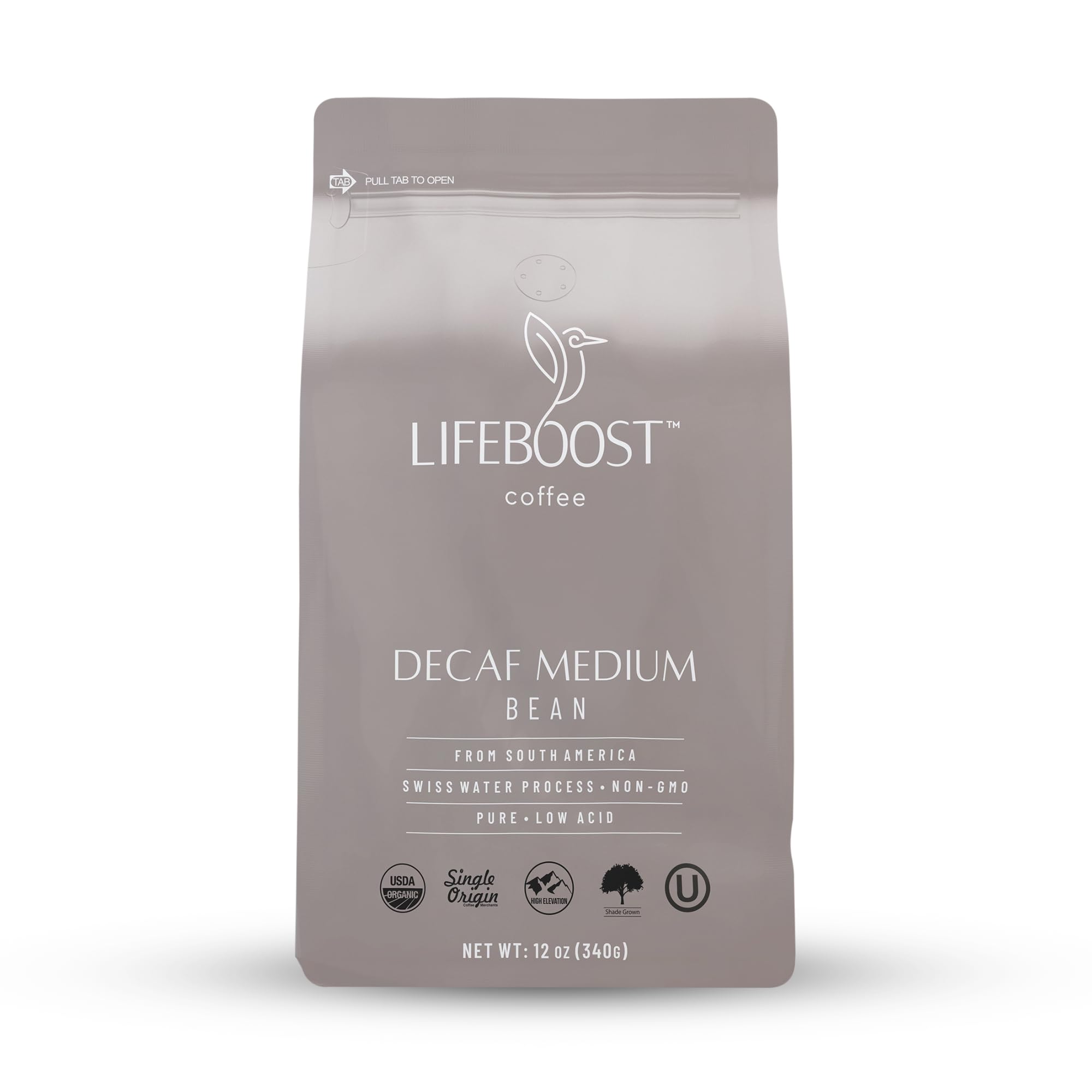 Lifeboost Medium Roast Swiss Water Decaf Whole Bean Coffee - Low Acid Organic Decaf Coffee, Non-GMO, USDA Organic, Single Origin, Third-Party Tested