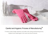 Myungjin (2 Pairs Reusable Waterproof Household Dishwashing Non-Slip Cleaning Latex Rubber Kitchen Gloves (Pink, Large)
