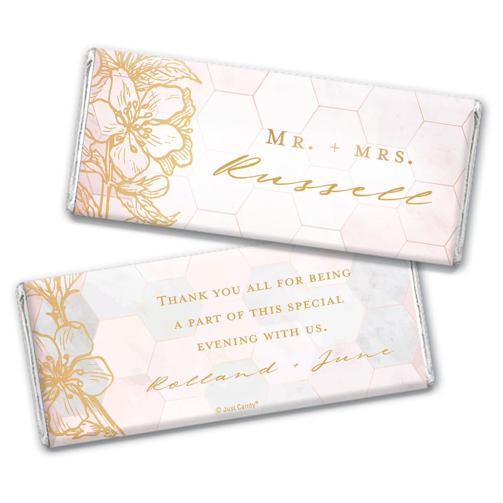 Wedding Candy Botanical Personalized Chocolate Bars (12 Count)