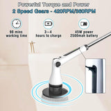 Electric Spin Scrubber, 8 in 1 Electric Cleaning Brush, Cordless Rechargeable Scrub Brush with 8 Replaceable Brush Heads, Adjustable Length and Angle