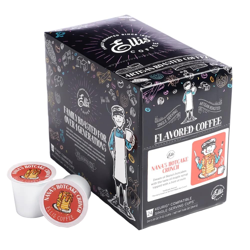 Ellis Coffee - Nana’s Hotcake Crunch - Single Serve Coffee Pods - For Use in Most K-cups and Keurig 2.0 Brewers - 24 Coffee Pods