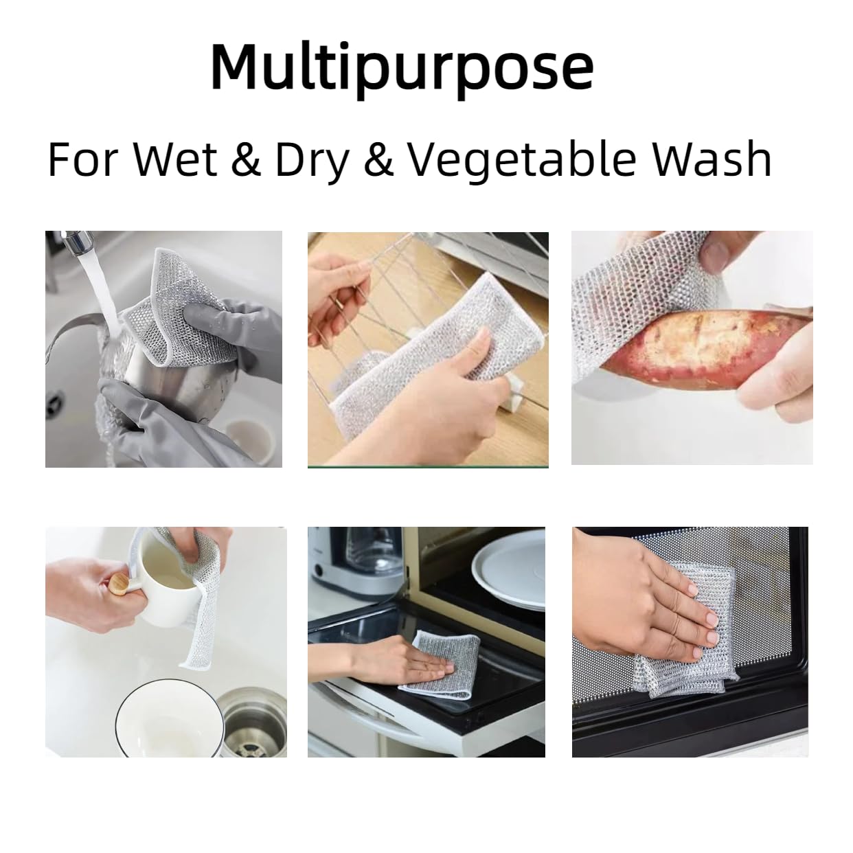 neogor Non-Scratch Wire Cleaning Dishwash Dishcloth, Kitchen Washcloths for Washing Dishes, Multipurpose Wire Dishwashing Rag for Wet