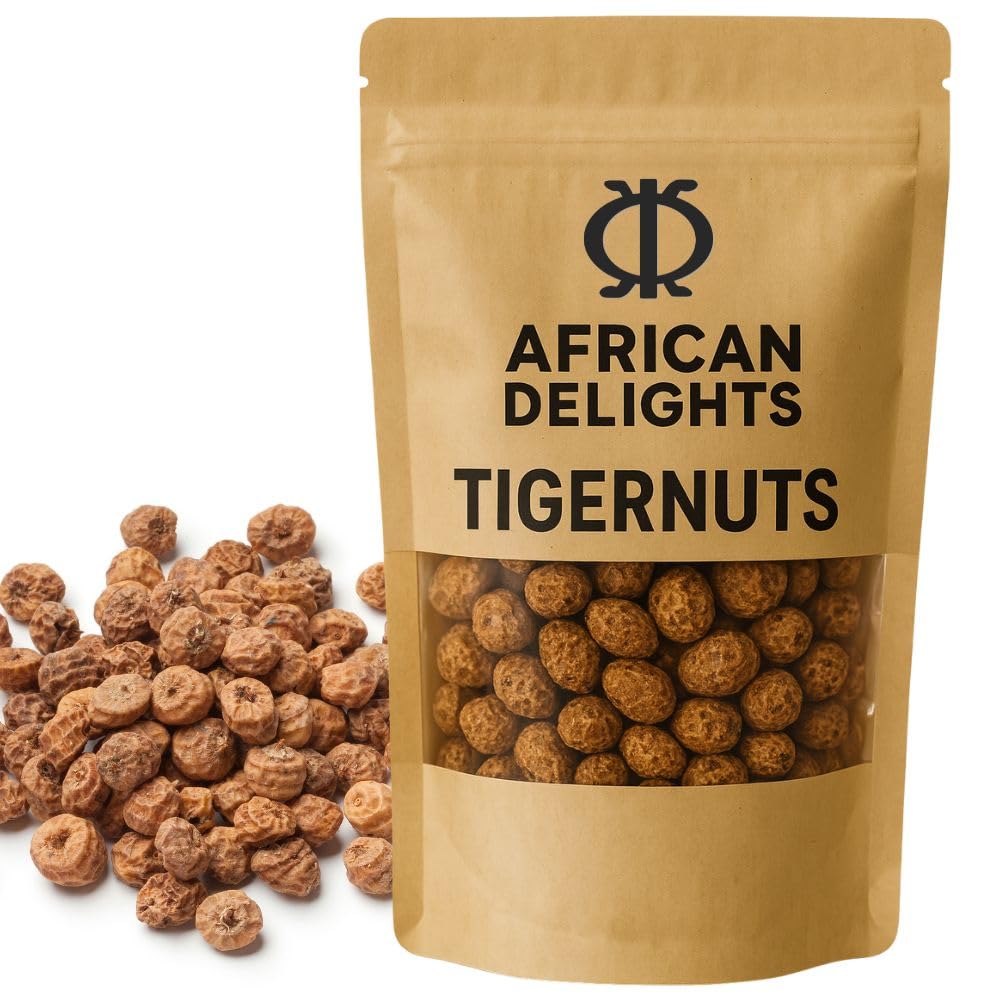 African Delights Organic Tiger Nuts Snack | Healthy Snacks | Gluten-Free, Vegan-Friendly | Fresh Tigernut Snack | Protein-Rich Superfood | 12oz