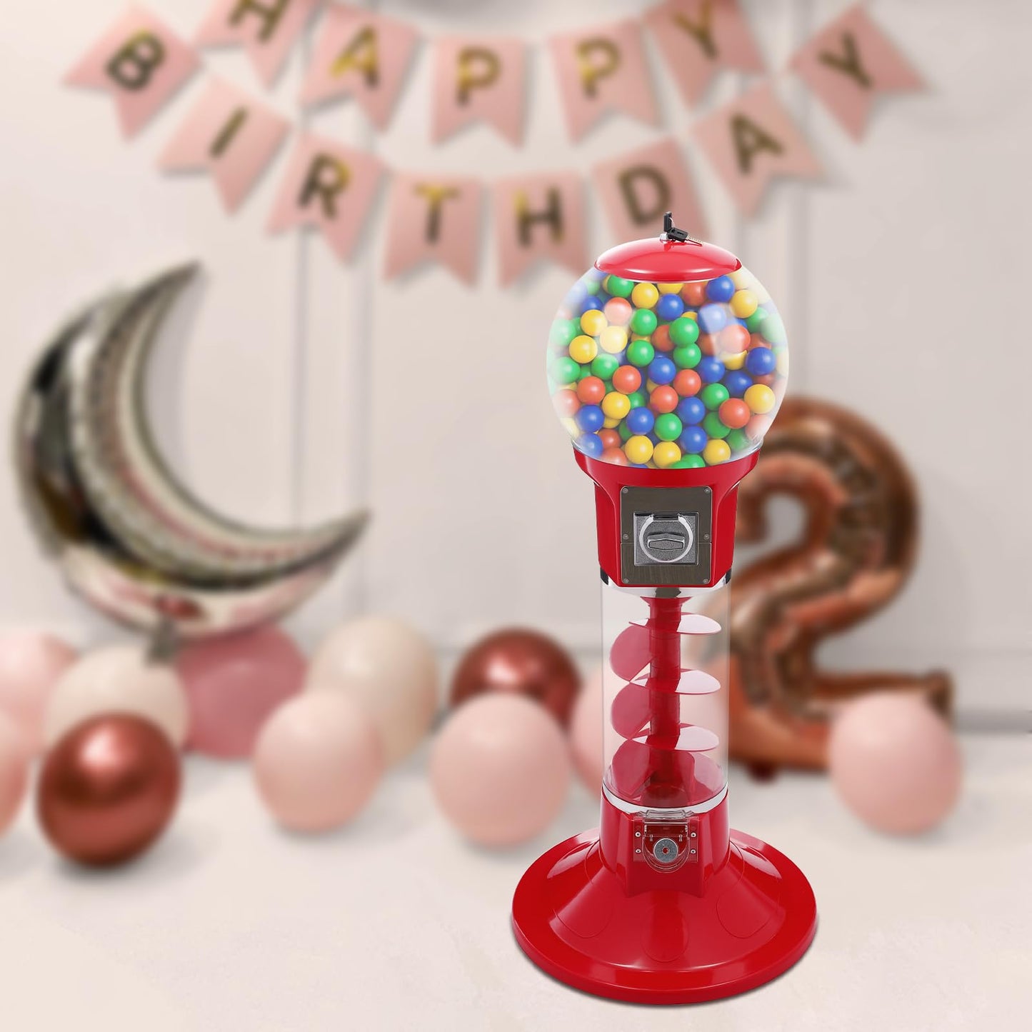 Vending Machine,Twister Ball Dispenser,Spiral Fun Gumball Bank Red Twister Ball Dispenser for Small Twister Balls,Capsule Toys