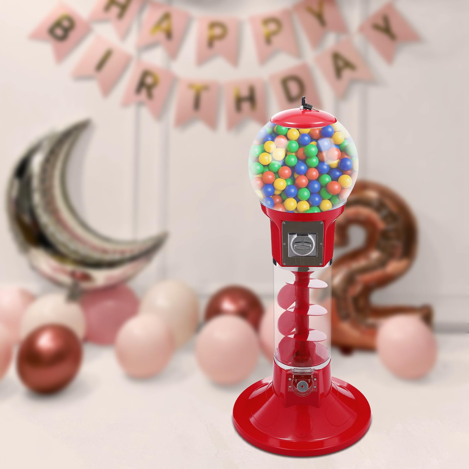 Vending Machine,Twister Ball Dispenser,Spiral Fun Gumball Bank Red Twister Ball Dispenser for Small Twister Balls,Capsule Toys