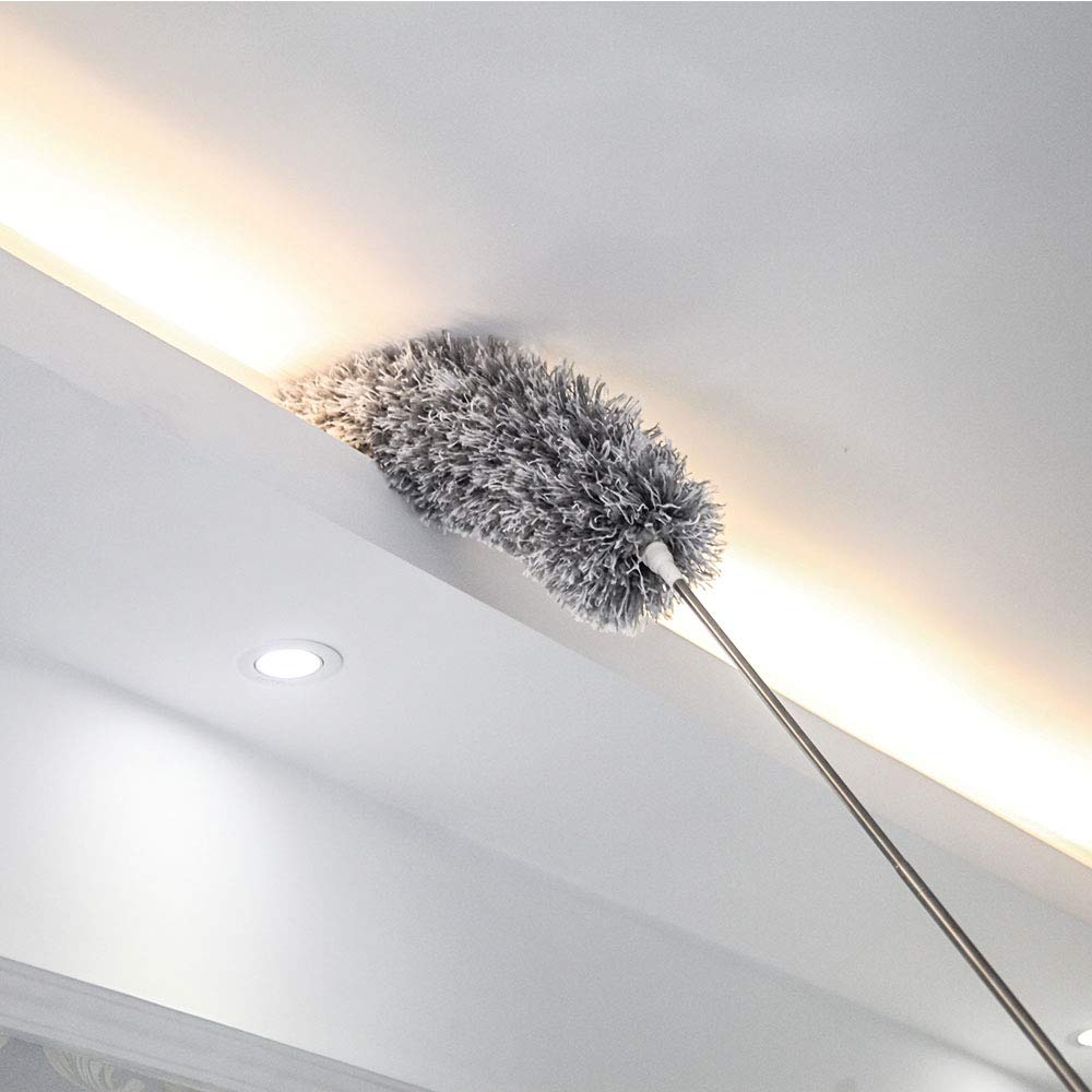 HAINANSTRY Microfiber Duster with Extension Pole, Extension Pole 30 to 100 Inches,Extendable Dusters for Cleaning Blinds/Cobweb/Furniture/Roof