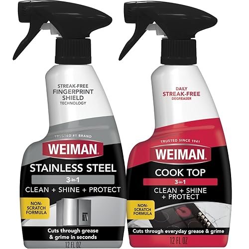 Weiman Stainless Steel Cleaner & Cooktop Daily Cleaner - 12 Ounce - Kitchen Appliance Cleaner Kit