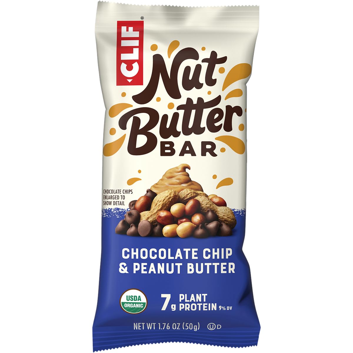 CLIF Nut Butter Bar - Chocolate Chip & Peanut Butter - Filled Energy Bars - Non-GMO - USDA Organic - Plant-Based - Low Glycemic - 1.76 oz. (5 Pack)
