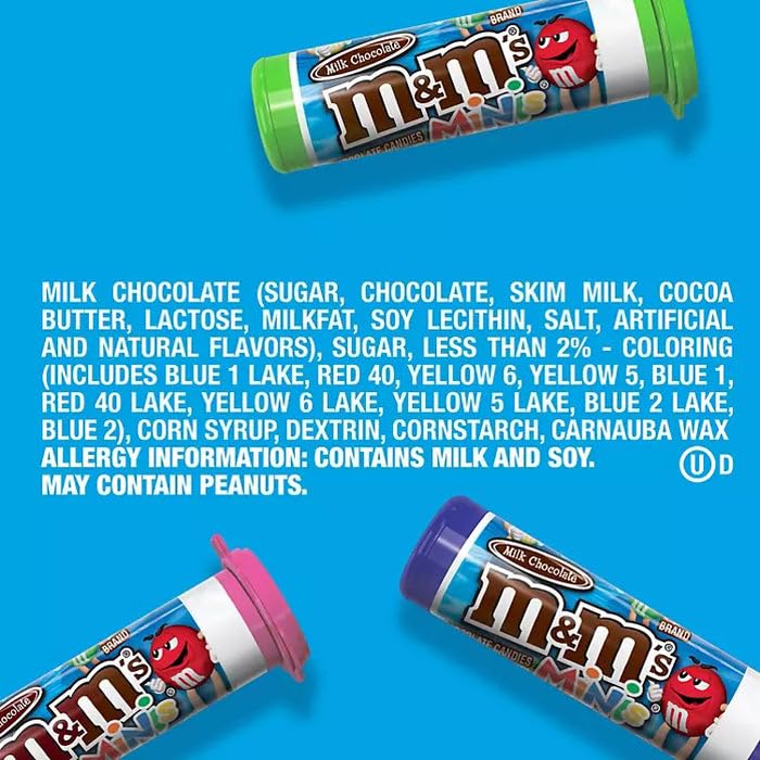 QT LIMITED M&Ms Minis Assorted Chocolate Candy, 1.08 oz Tubes (24 Count)