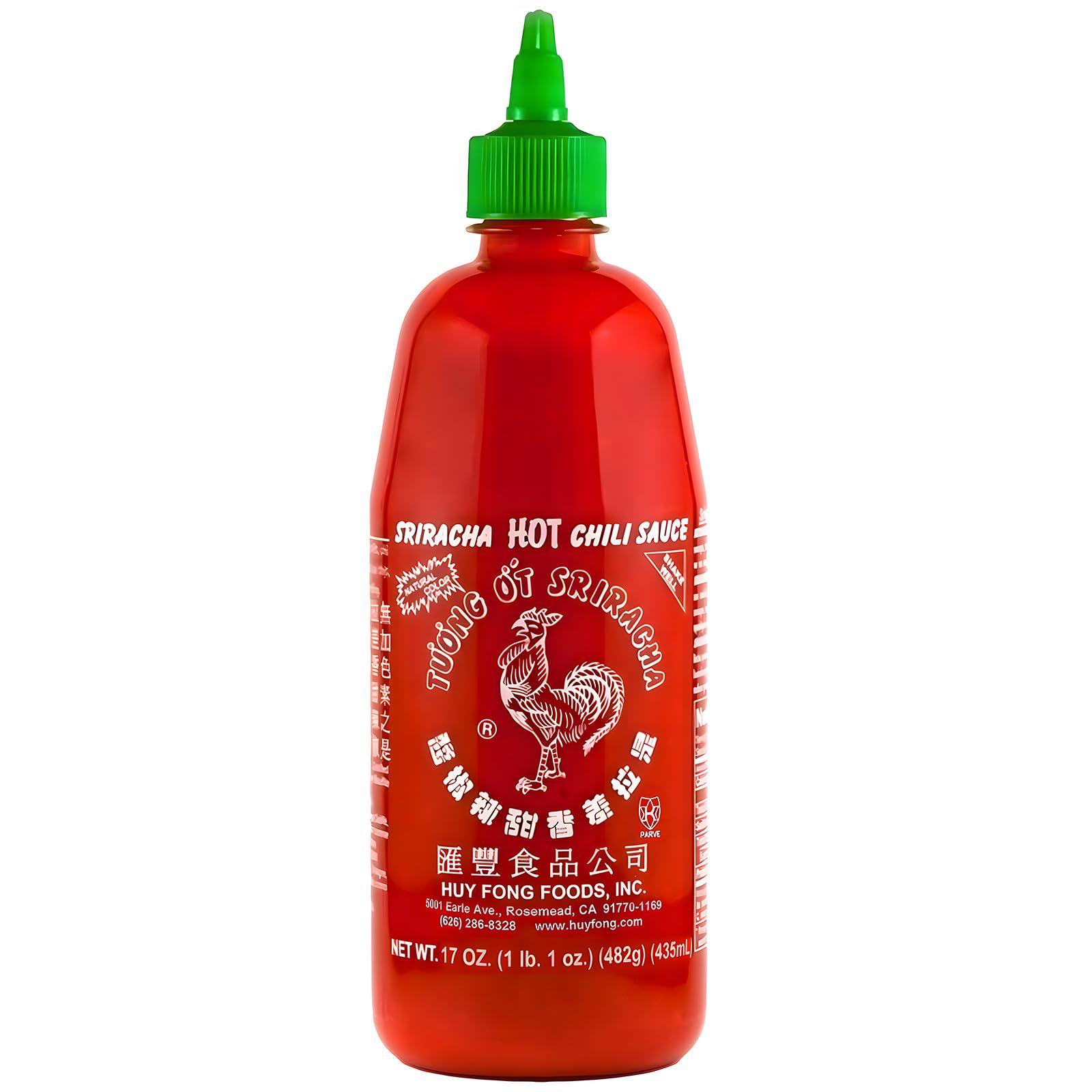 The Original Huy Fong Sriracha, 17 OZ Rooster Sriracha Chili Sauce, Spicy Flavor Hot Sauce W/Chili Pepper, Classic Original Cook Sriracha Chili Paste