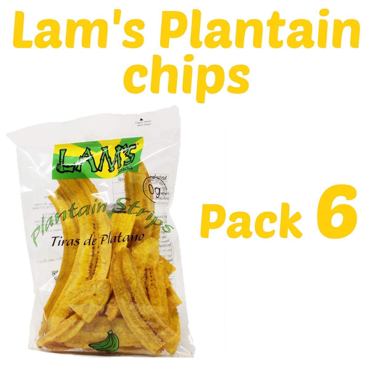 (pack of 06) Lam's Plantain Strips || Tiras de Platano || 2.5oz || 71g || Vegetable Snacks || Healthy & Fresh Snacks || Gluten-free || Banana Chips ||