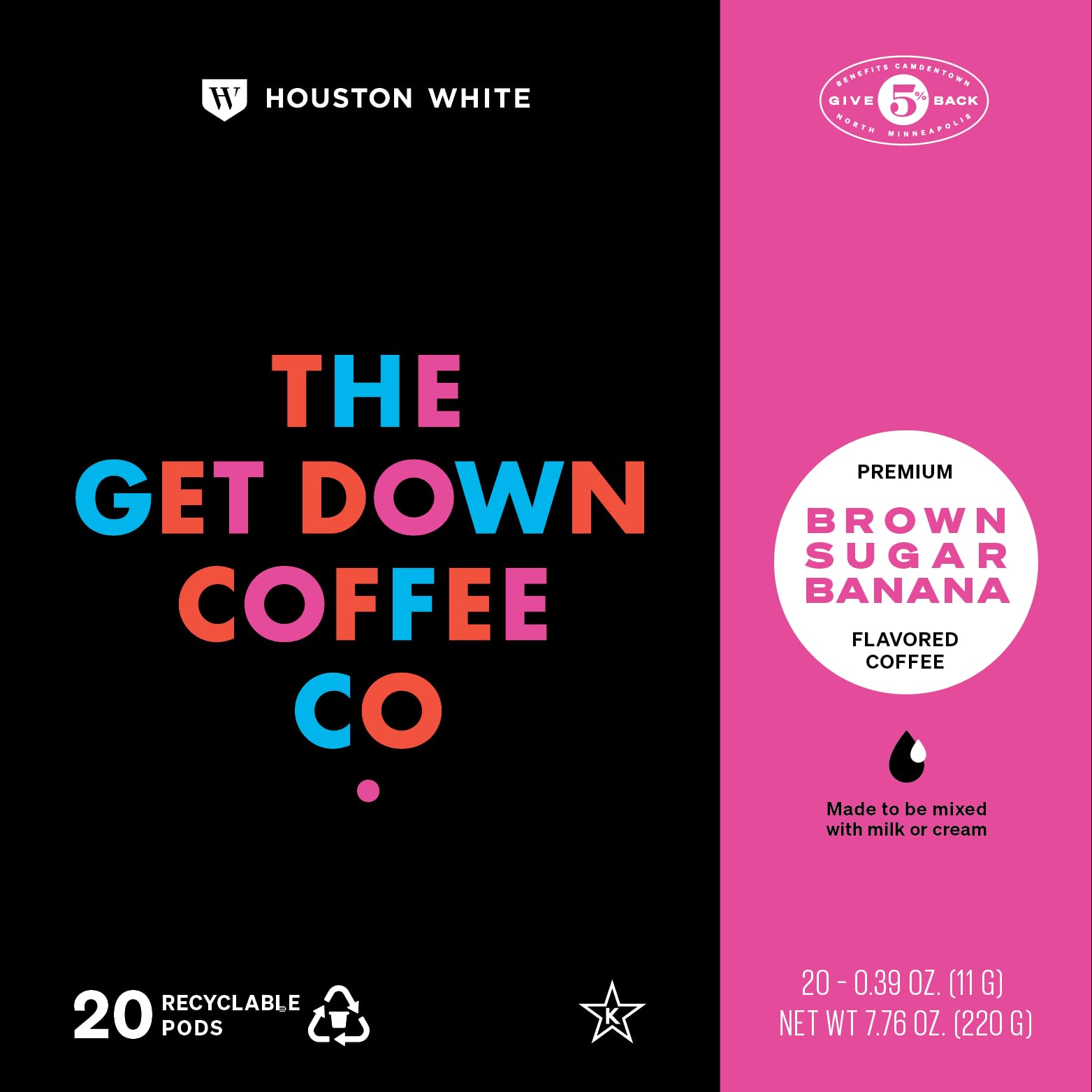The Get Down Coffee Co. Brown Sugar Banana Flavored Coffee Pods 20 ct, 100% Arabica Coffee, Single Serve Coffee Pods Compatible with K Cups Brewers
