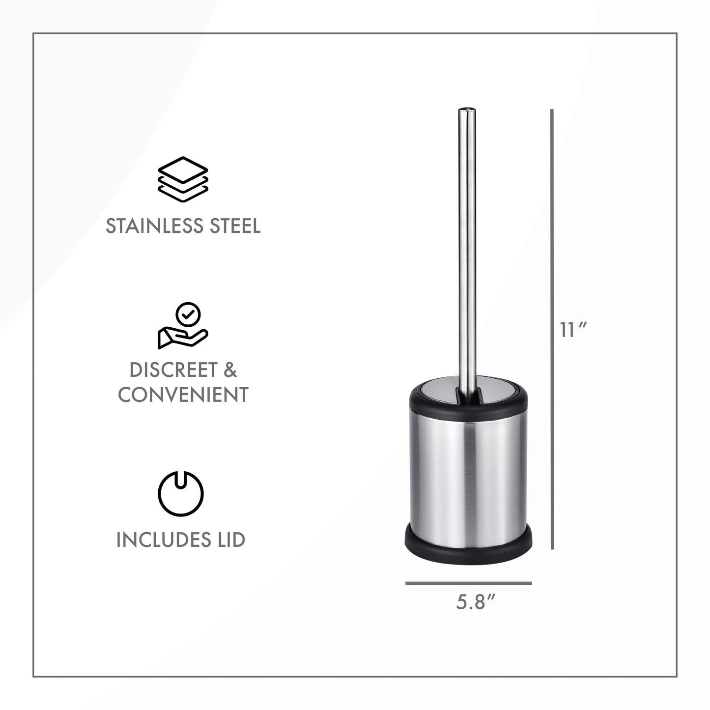 ToiletTree Products Toilet Brush with Lid - Sleek Toilet Bowl Brush and Holder - Toilet Scrubber Brush Set with Heavy-Weight Base - Lidded Toilet Bowl