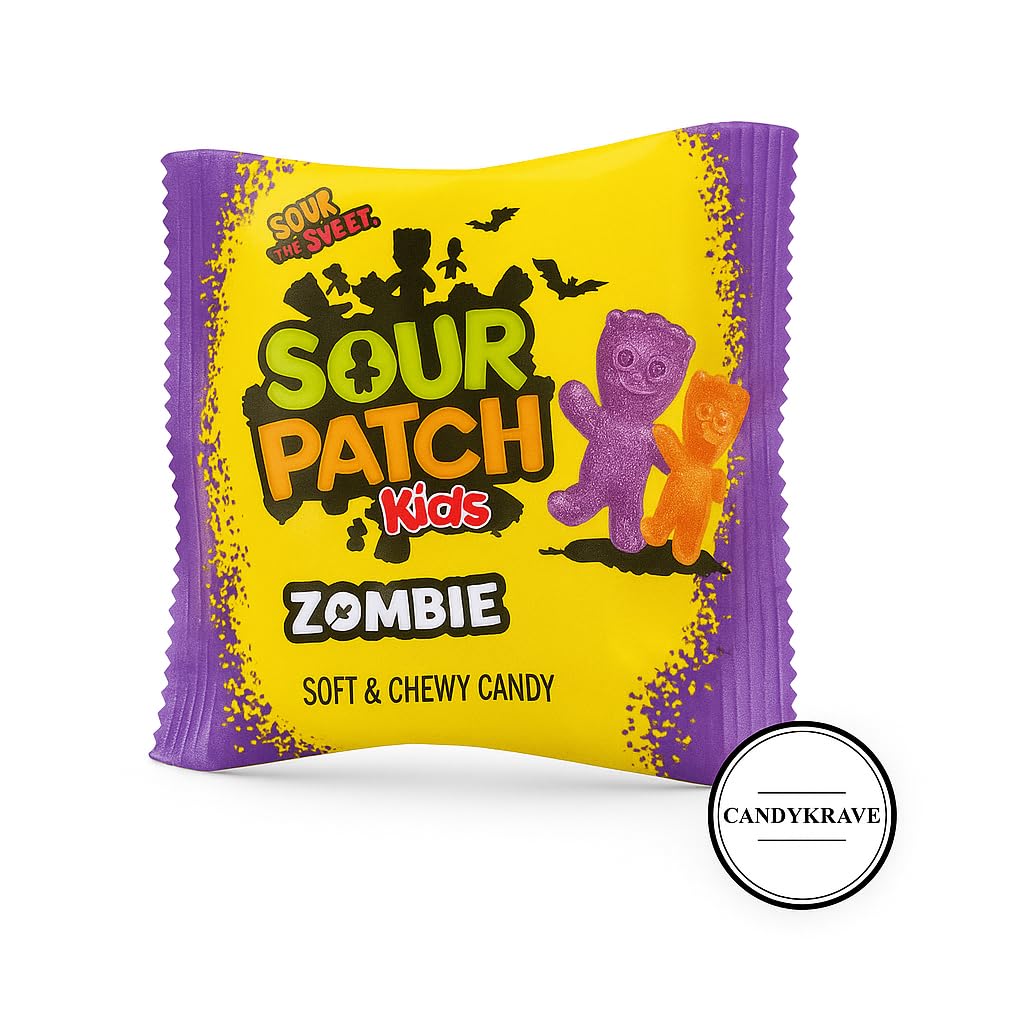 SourPatch Kids Soft & Chewy Candy - Zombies - Individually Wrapped Sweet & Sour Candy Pack - Delicious Gummy Treats for Halloween, Pinata Stuffers