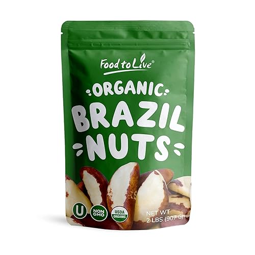 Food to Live - Organic Brazil Nuts, 2 Pounds Non-GMO, Raw, Whole, No Shell, Unsalted, Kosher, Vegan, Keto, Paleo Friendly, Bulk, Trail Mix Snack, Good