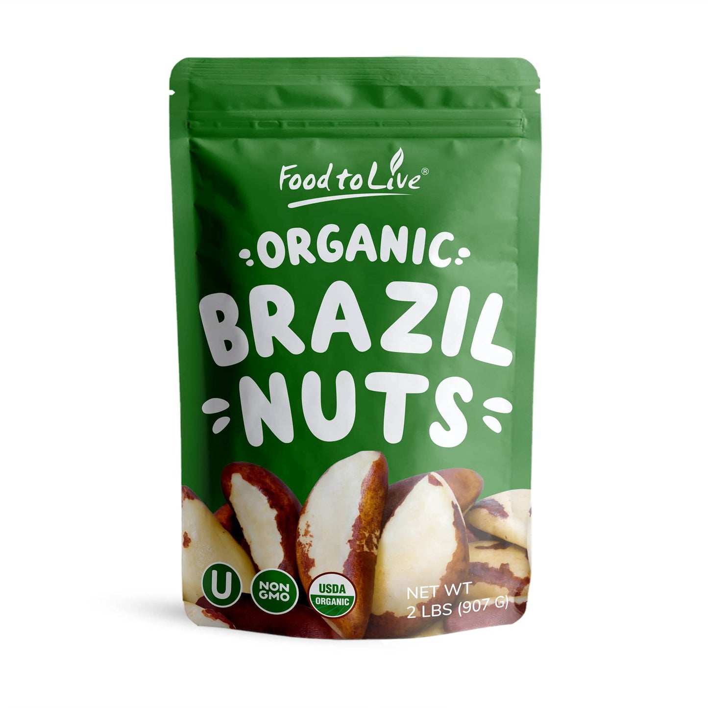 Food to Live - Organic Brazil Nuts, 2 Pounds Non-GMO, Raw, Whole, No Shell, Unsalted, Kosher, Vegan, Keto, Paleo Friendly, Bulk, Trail Mix Snack, Good