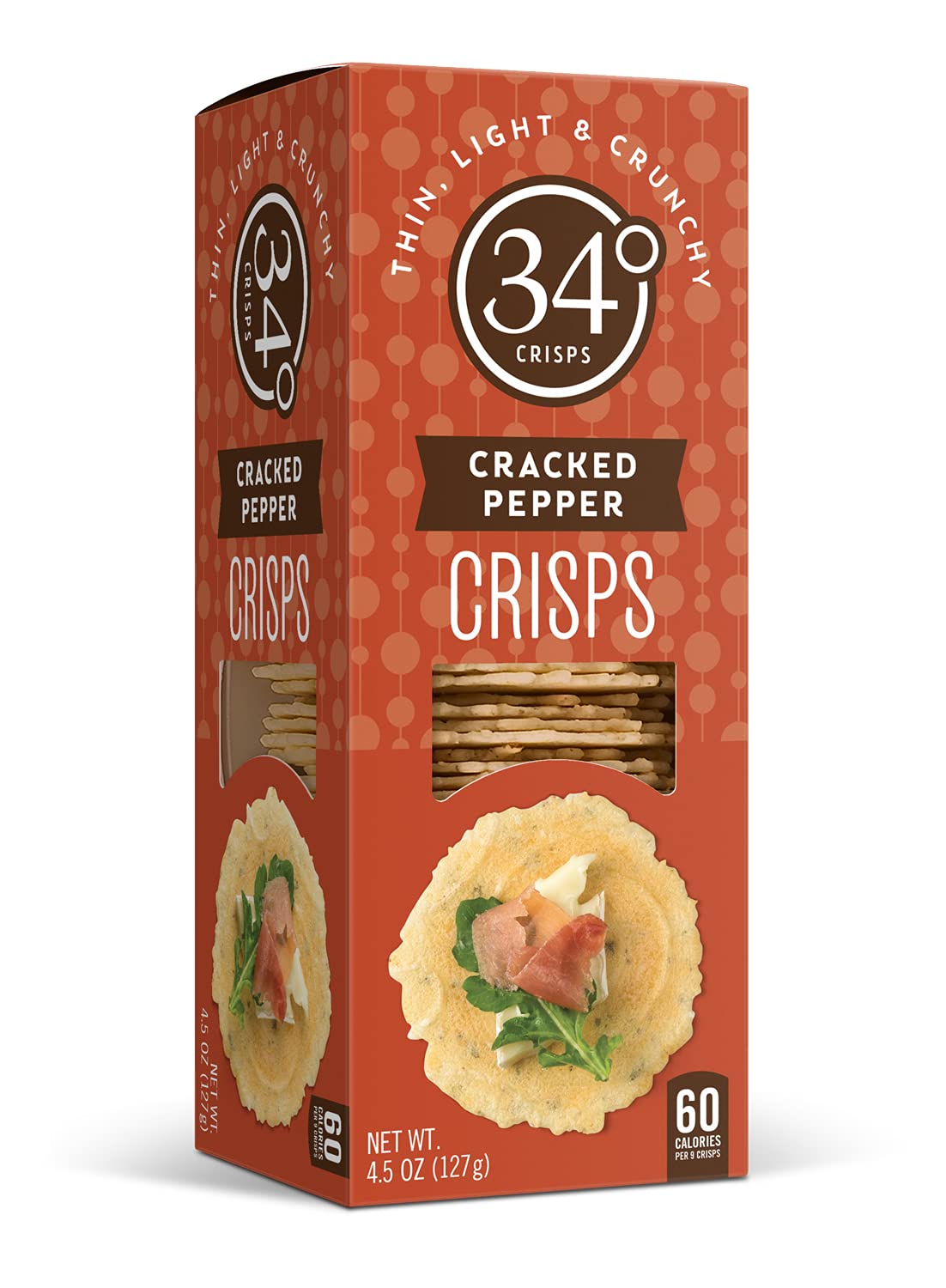 34 Degrees Crisps | Cracked Pepper Crisps | Thin, Light & Crunchy Cracked Pepper Crisps, 3 Pack (4.5oz each)