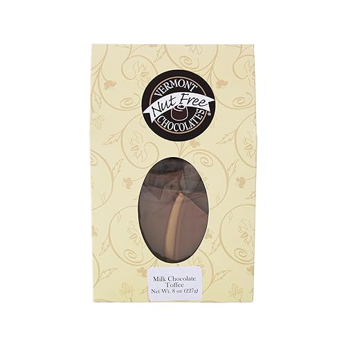 Vermont Nut Free Chocolates Toffee (Milk Chocolate) 8 Ounces, Nut-Free, Egg-Free, Kosher