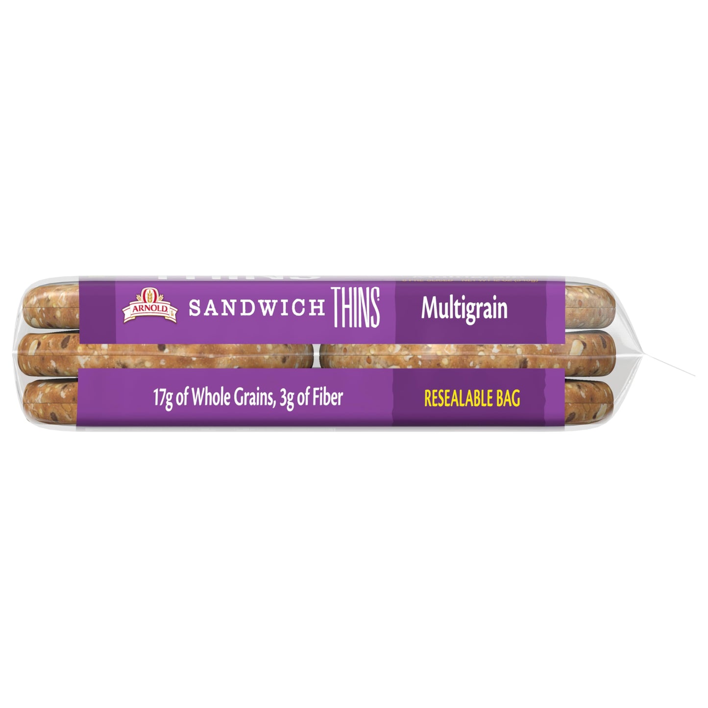 Arnold Multigrain Sandwich Thins Rolls, Sandwich Rounds Free From Artificial Colors, Flavors and Preservatives, 6 Sandwich Rolls