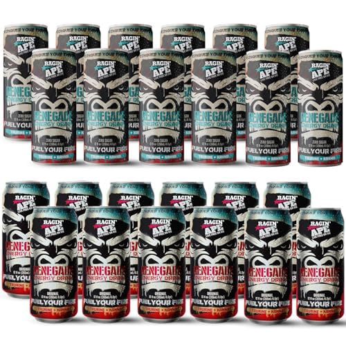 Ragin' Ape Renegade Energy Drink Multipack Vegan Friendly 12 oz Cans with Taurine Kanna and Caffeine Low Calorie Carbonated Beverage For Bold Clean