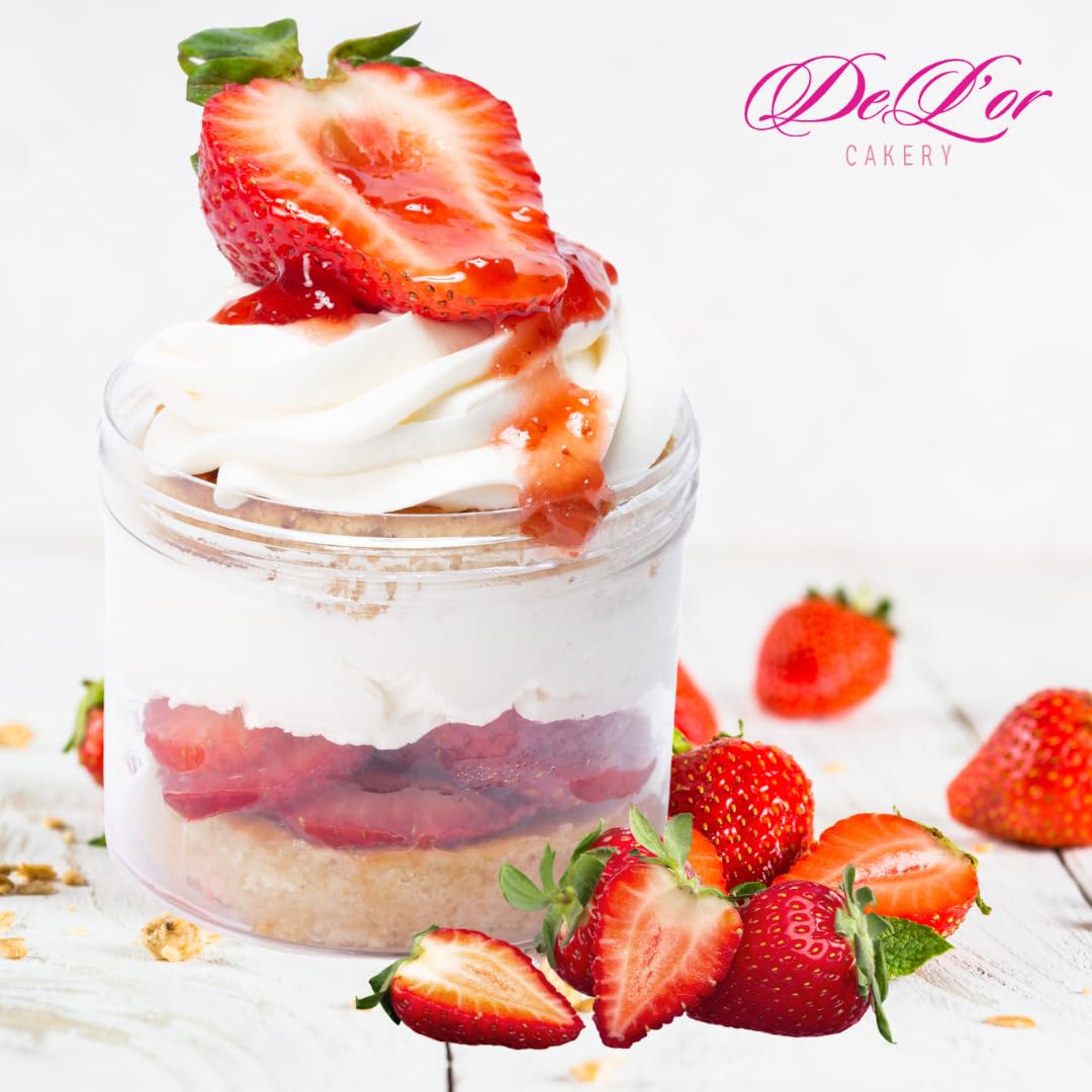 DE L'OR CAKERY White Chocolate Strawberry Hibiscus Cake Jar| Ready to Eat Cake in a (10oz) - Set of 3, Gourmet Cupcakes, Individual Desserts in a Jar